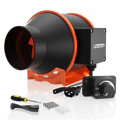 FanGoFast Rohrventilator 100mm regelbar 360m³/h Abluftventilator