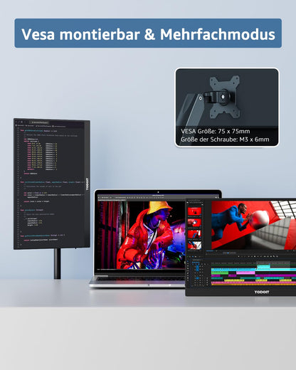 Yodoit Tragbarer Monitor 16" FHD IPS USB-C für Laptop PC