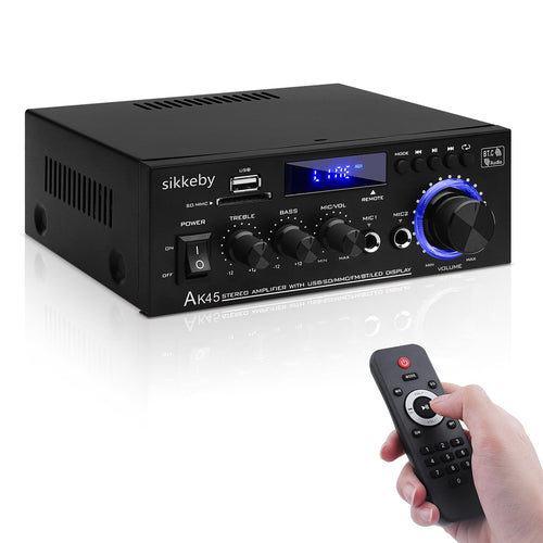 sikkeby AK45 HiFi-Verstärker mit Bluetooth, 2 x 40 W, USB, SD, FM