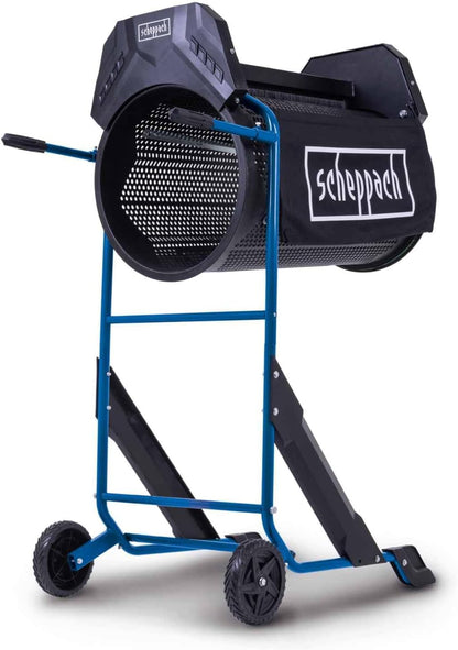 Scheppach Rollsieb RS500 Trommelsieb - 9,5mm Maschenweite, zylindrisch, grau. Trennt Erde, Kompost und Sand nach Korngröße.