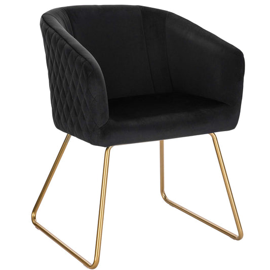 WOLTU BH271sz-1 Esszimmerstuhl. Schwarzer Samt, goldene Beine. Zum Sitzen am Esstisch geeignet.