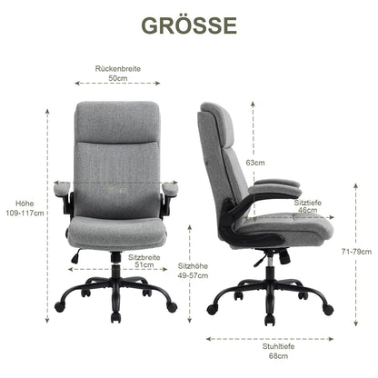 CASTLOVE Ergonomischer Bürostuhl – Stoff Grau, 150 kg
