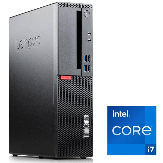 Lenovo ThinkCentre PC i7-6700 – Silent Office 32GB/1TB SSD, schwarzer Desktop-PC für leise Office-Arbeit.