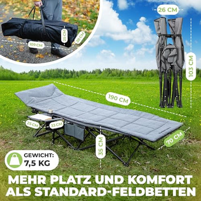 NORDICTRAILS Campingbett XXL klappbar Feldbett mit Matratze