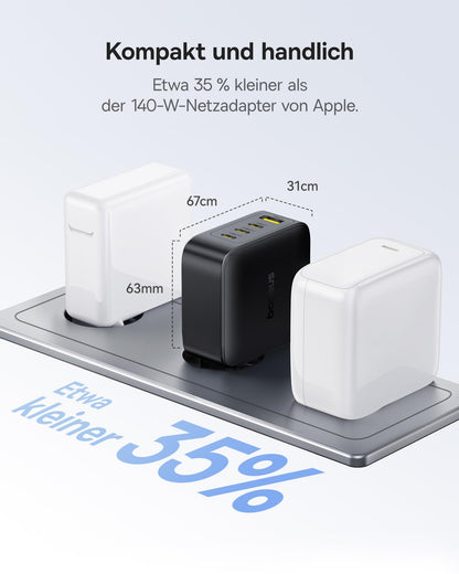Baseus Enerfill USB-C Ladegerät 140W, 4-Port GaN Schnellladegerät