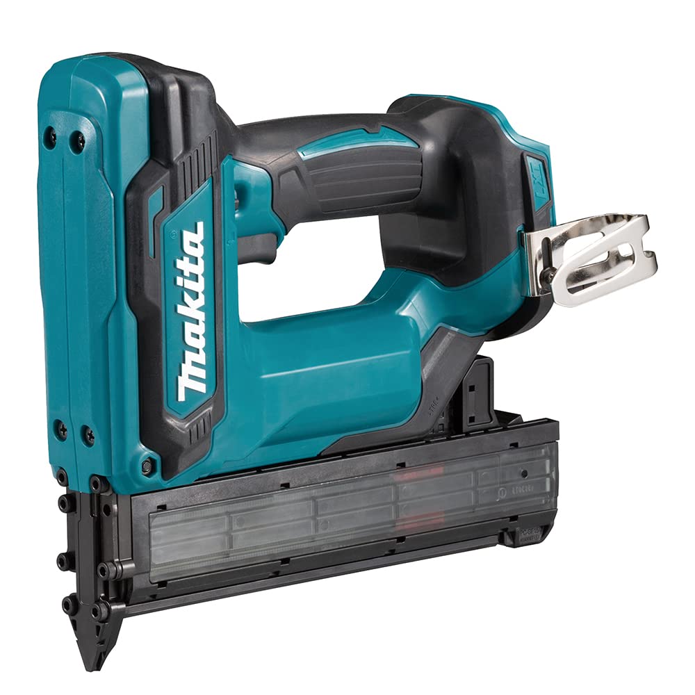 Makita DFN350Z Akku-Stauchkopfnagler 18V – ohne Akku. Blau-schwarz, Pistolenform. Schlägt Stauchkopfnägel für präzise Befestigungen.