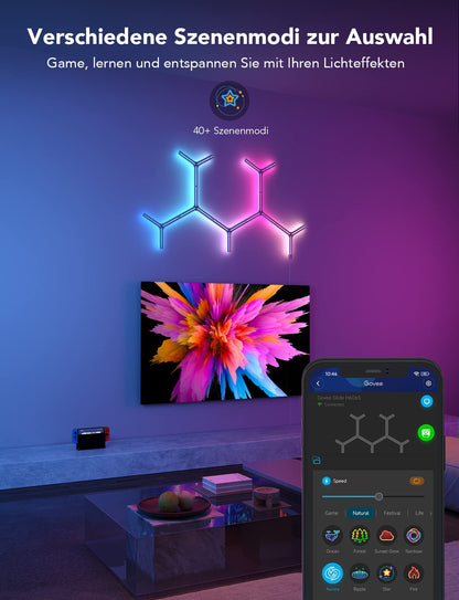 Govee Glide Y RGBIC LED Gaming Wandleuchten - 7er Pack