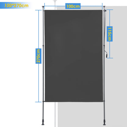 BelleMax Senkrechtmarkise 100x310cm ohne Bohren, Kurbel - Dunkelgrau