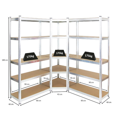 PROREGAL Mega Deal Eckregal Ragnar Steckregal Set - 3-tlg. Verzinkt