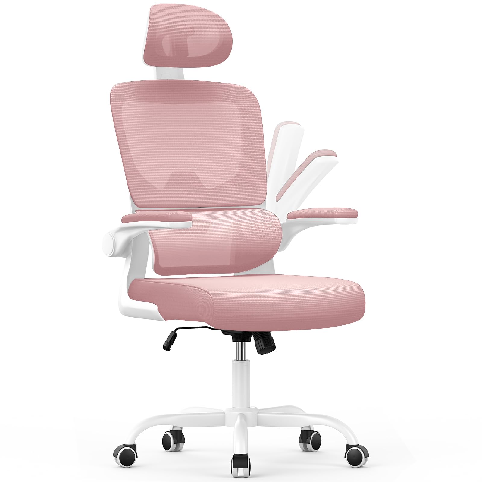 naspaluro Ergonomischer Bürostuhl Schreibtischstuhl – Rosa. Rosa, mit Rückenlehne, Sitzfläche, Armlehnen und Rollen. Für ergonomische Haltung am Schreibtisch.