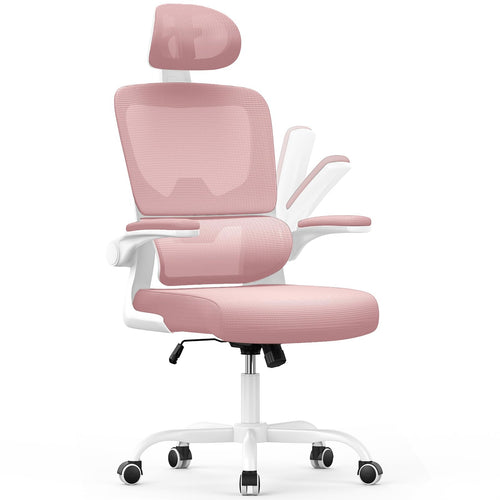 naspaluro Ergonomischer Bürostuhl Schreibtischstuhl – Rosa. Rosa, mit Rückenlehne, Sitzfläche, Armlehnen und Rollen. Für ergonomische Haltung am Schreibtisch.