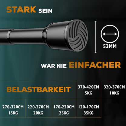 MEISENBERG Klemmstange für Gardinen 370-420 cm, schwarz, Ø 32 mm