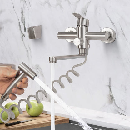 Wandarmatur Küche drehbar Spritzpistole Edelstahl gebuerstet