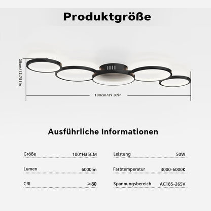 BAYHT Runde LED Deckenleuchte Dimmbar Schwarz 50W mit Fernbedienung