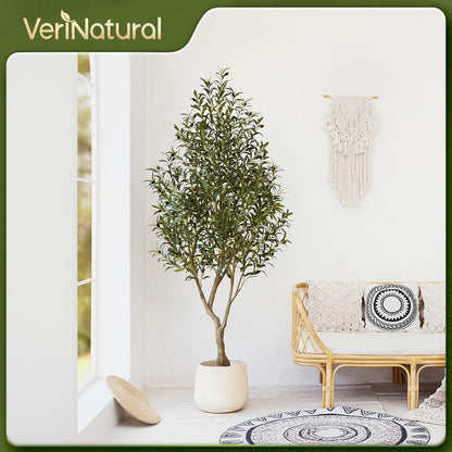 VeriNatural Künstlicher Olivenbaum 210 cm, UV-beständig mit Topf