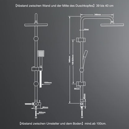 JOHO Edelstahl Regendusche Duschsystem 20x20cm ohne Armatur
