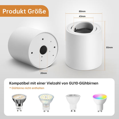 wowatt Aufbauspot GU10 schwenkbar rund 6er-Set Weiss