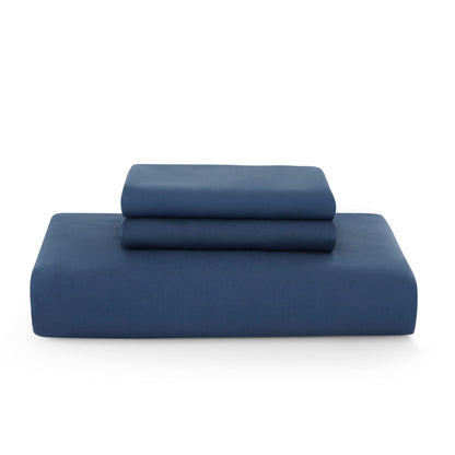 BEDSURE Bettwäsche-Set Baumwolle Blau 155x220 cm, 3-teilig