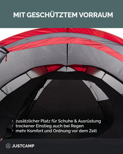 Justcamp Scott Campingzelt - Kuppelzelt 4 Personen Wasserdicht