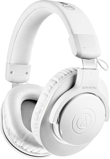 Audio-Technica M20xBTWH Kabelloser Kopfhörer Weiss. Weißer, geschlossener Over-Ear-Kopfhörer zur kabellosen Audiowiedergabe via Bluetooth.