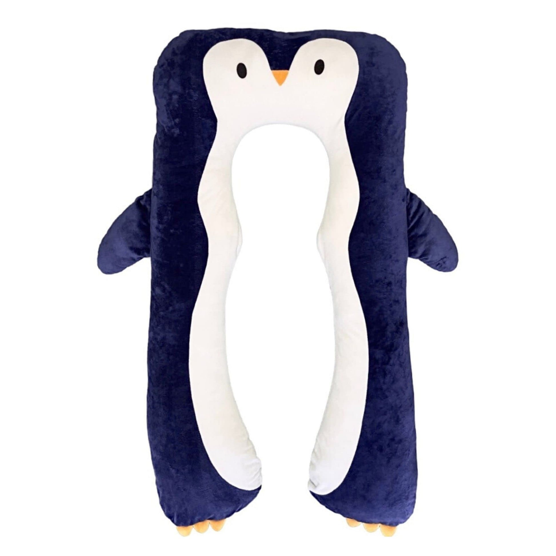 DRACA Seitenschläferkissen Kinder Pinguin - Anti-Stress Baumwolle. Weiß-graues Pinguin-Kissen. Stützt Seitenschläferkinder zur Stressminderung.