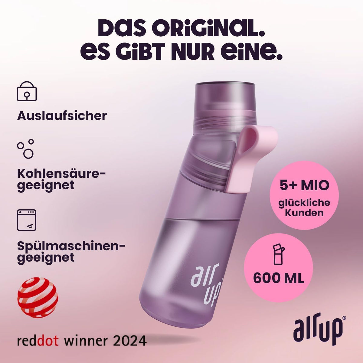 air up Twist Pro Trinkflasche Lavender 600 ml mit 5 Pods –