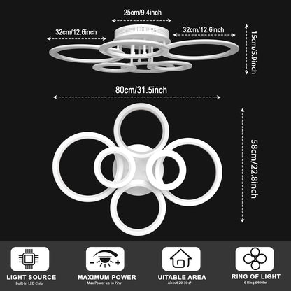 RUYI moderne Deckenleuchte LED - dimmbar Φ80cm 72W Farbwechsel