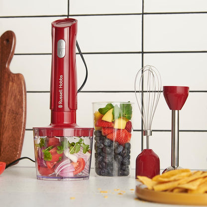 Russell Hobbs Desire 3-in-1 Stabmixer Rot mit Zerkleinerer, 27142-56