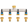 OPERMAXER 4-Wege Wasserverteiler 3/4 Zoll Messing mit Absperrhähnen, vier Kugelhähne mit verlängertem Metallgriff