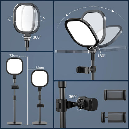 LitONES LED Ringlicht Schreibtischlampe dimmbar mit Stativ