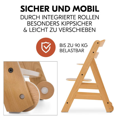 hauck Alpha Move Newborn Set Deluxe Holz Hochstuhl Natur Sand Beige