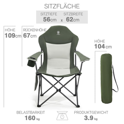 EVER ADVANCED Luxus Campingstuhl faltbar - 160KG, hoher Rücken