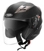YEMA YM-627 Jethelm Motorradhelm ECE - Schwarz Matt, Grösse S. Ein offener Jethelm in Schwarz Matt, der den Kopf beim Motorradfahren schützt.