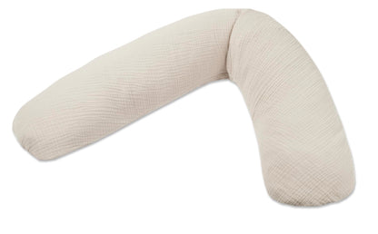 Theraline Dodo Pillow Premium Stillkissen 180 cm mit Musselinbezug in Sandbeige