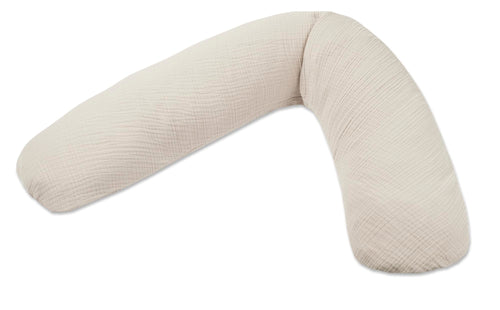 Theraline Dodo Pillow Premium Stillkissen 180 cm mit Musselinbezug in Sandbeige