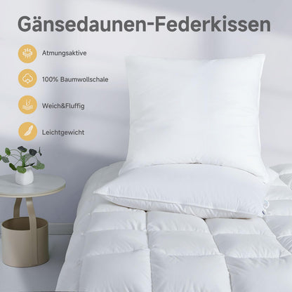 Homyrium Daunenkissen 80x80 cm Dreikammer-Kopfkissen 1600 g