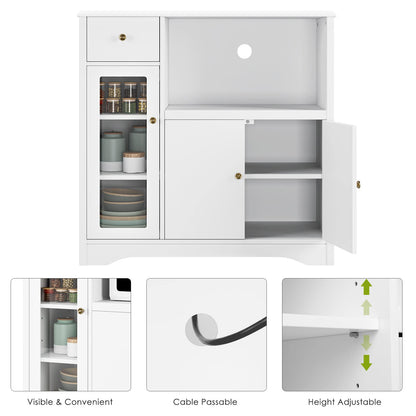HOCSOK Küchenschrank mit Arbeitsplatte & Mikrowellenregal – Weiss