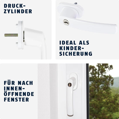ABUS Fenstergriff FG200 abschliessbar mit Druckzylinder, 3er Set