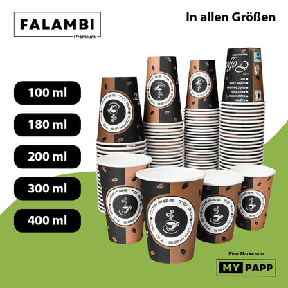 FALAMBI Pappbecher 200 ml, Coffee to go, Einwegbecher, 1000 Stück