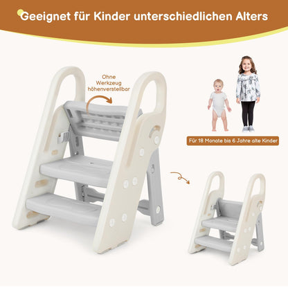 Onasti Tritthocker für Kinder, 2-3 Stufen höhenverstellbar, faltbar