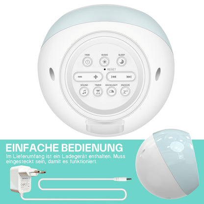 FiveHome Kinderwecker Schlaftrainer mit Nachtlicht und Soundmaschine