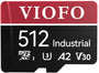 VIOFO microSD Speicherkarte Industriell - 512 GB U3 A2 V30. Schwarze rechteckige Karte für schnelle Daten.