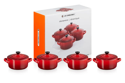 Le Creuset Mini Cocottes Steinzeug 4er-Set – Kirschrot 200ml