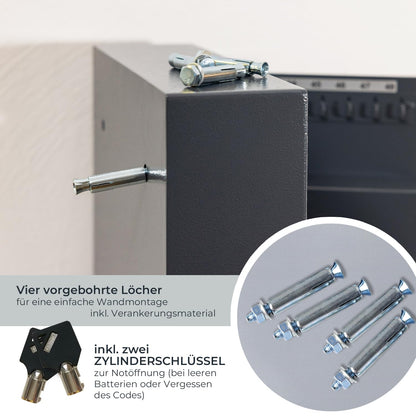 HMF 2030-11 Schlüsseltresor Elektronikschloss - 30 Haken Anthrazit