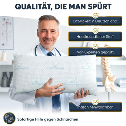 Schlummerglanz Memory Foam Nackenkissen 40x80 cm höhenverstellbar