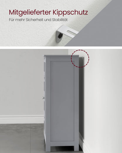 VASAGLE Badezimmerschrank LHC041P36 mit 4 Schubladen, taubengrau