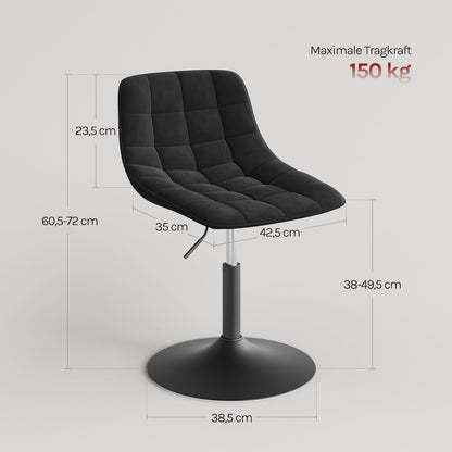 WOLTU Schminkhocker mit Rückenlehne, Samt, höhenverstellbar, schwarz
