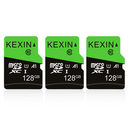 KEXIN Micro SD Karte 128GB 3er Pack microSDXC mit SD Adapter A1, grün