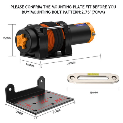 Anbull Elektrische Seilwinde - 12V 4500 LBS Synthetikseil