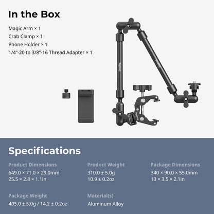 SMALLRIG Magic Arm mit Klemme 22 Zoll, Gelenkarm für Kamera (4766)